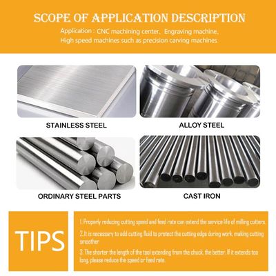 70° ความแข็งแรง HRC 4-Flute Tungsten Carbide End Mill with Alnovz3 Coating สาขาพิเศษสําหรับเครื่องตัด CNC เครื่องตัดเหล็กไร้ขัด