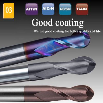 ทังสเตนสตีลคาร์ไบด์อลูมิเนียมมิลล์ 200 มม. 6 Hrc 55 รอบ R3 4 ขลุ่ย Hrc 45