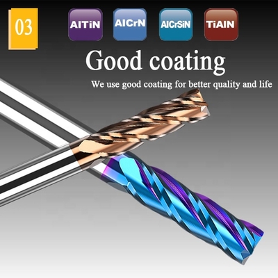 Hrc55 Carbide Solid 1/4&quot; 2 4 Flute Roughing Flat Square End Mill เครื่องมือตัด Bit