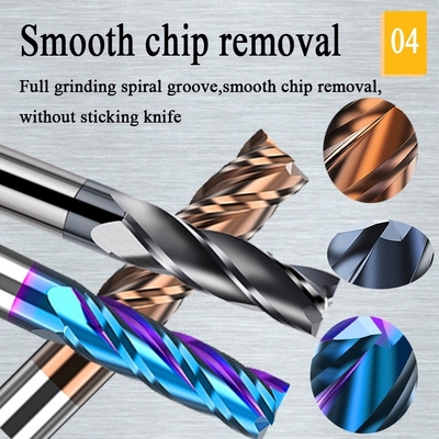 Hrc55 Carbide Solid 1/4&quot; 2 4 Flute Roughing Flat Square End Mill เครื่องมือตัด Bit