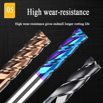 Hrc55 Carbide Solid 1/4&quot; 2 4 Flute Roughing Flat Square End Mill เครื่องมือตัด Bit